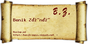 Benik Zénó névjegykártya